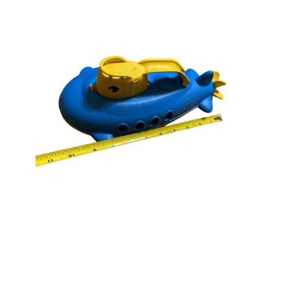 Green toy submarine bath water toy blue yellow - Picture 2 of 5